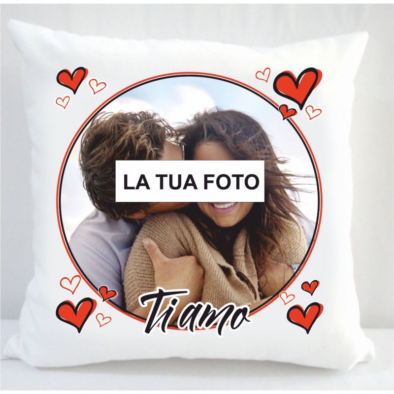 Cuscino 40x40 Personalizzato Con Foto E Dedica Ti Amo C036 Ebay