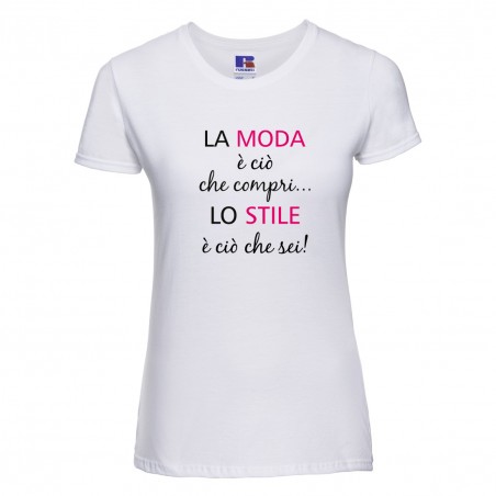 T-shirt Maglia Donna Sfiancata con Stampa Lo Stile è Ciò Che Sei